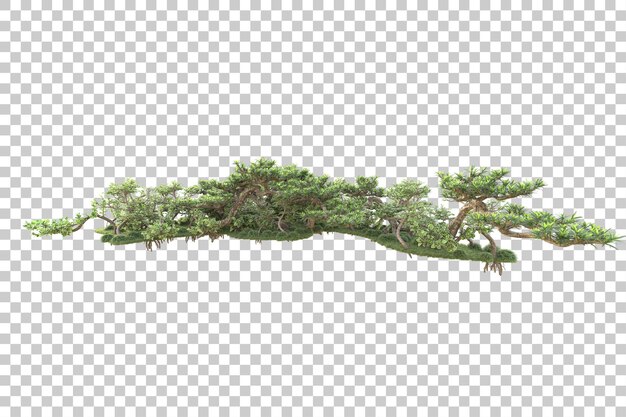 L'île de feuillage isolée sur un fond transparent illustration de rendu 3D