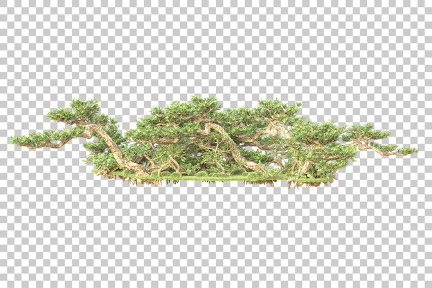 L'île de feuillage isolée sur un fond transparent illustration de rendu 3D