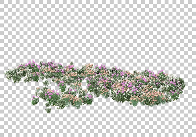 Île D'herbe Avec Des Fleurs Sur Fond Transparent Illustration De Rendu 3d