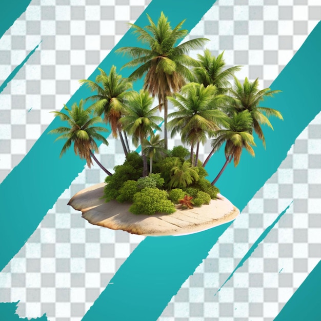 PSD une île tropicale avec des palmiers et du sable