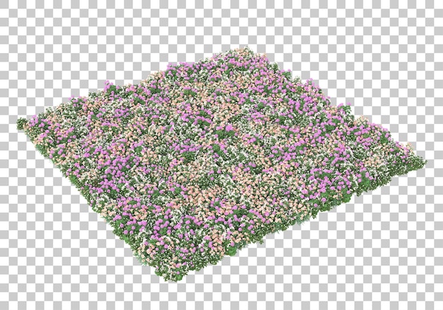 Ilha de flores na ilustração de renderização 3d de fundo transparente