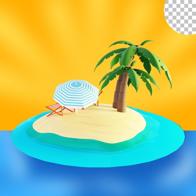 ilha de praia com coqueiro no horário de verão