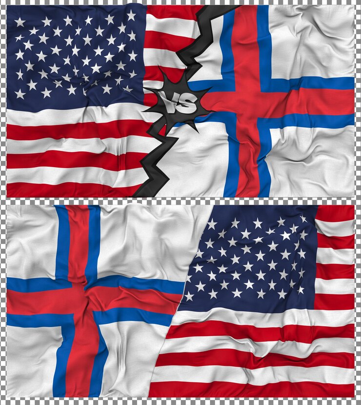 PSD ilhas faroé vs estados unidos meia bandeira combinada tesoura bump texture relação bilateral renderização 3d