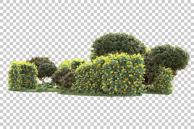 Illa de follaje aislada en un fondo transparente Ilustración de renderización en 3D