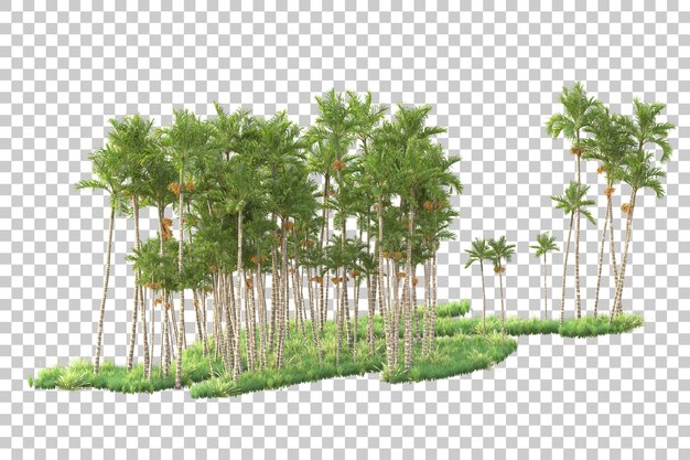 Illa de follaje aislada en un fondo transparente Ilustración de renderización en 3D