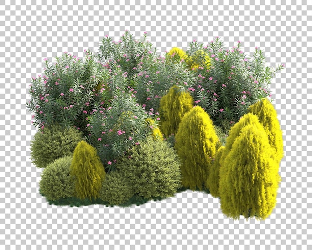 Illa de follaje aislada en un fondo transparente Ilustración de renderización en 3D