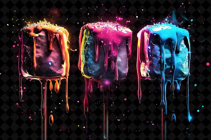 PSD illuminated chocolate covered marshmallow pops formed with f neon color alimentos bebidas colección y2k