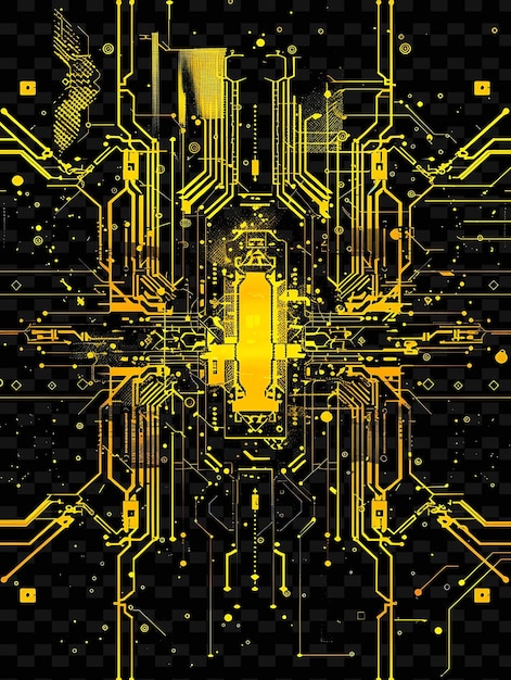 PSD illuminated neon circuitry patterns glitched circuit board t y2k texture shape background decor art (patrões de circuitos de neon iluminados)