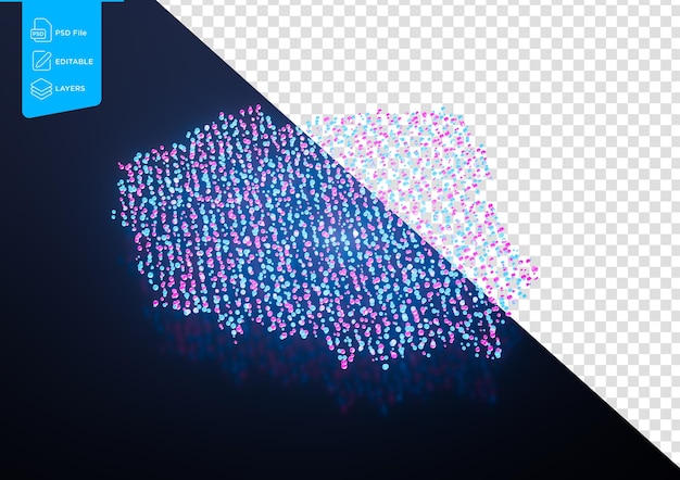 Illuminated Poland Digital Data Map Pink And Blue Neon Glowing Particles 3D Illustration