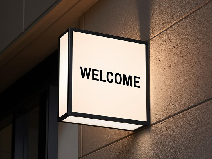 Illuminated Welcome Sign for Modern Businesses