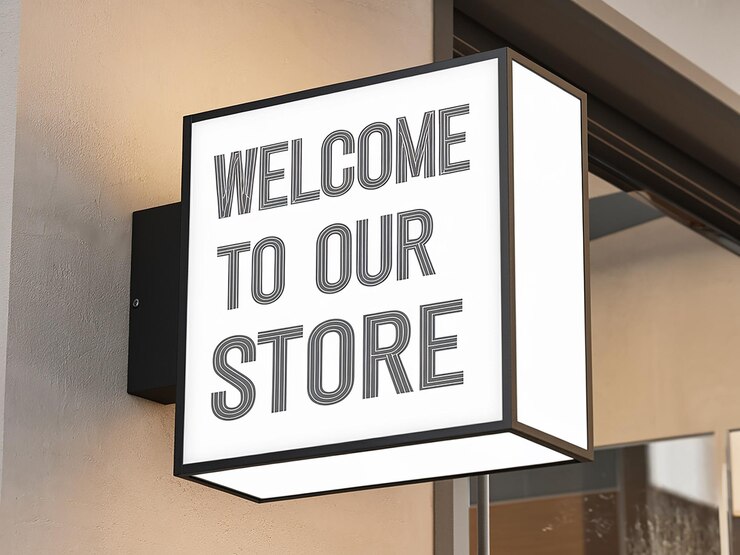 Illuminated Welcome to Our Store Sign for Modern Businesses