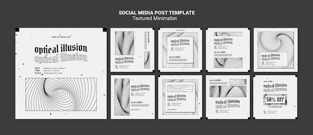 Illusione ottica arte mostra modello di post instagram