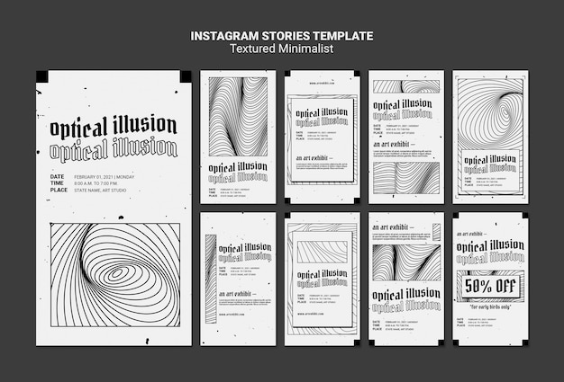 Illusione ottica arte mostra modello di storie di instagram
