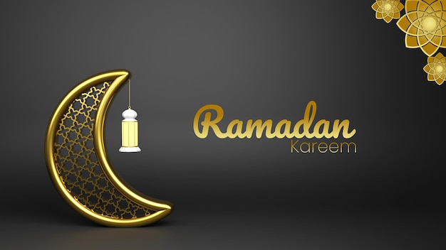 PSD illustrateur 3d de la page de destination du ramadan kareem