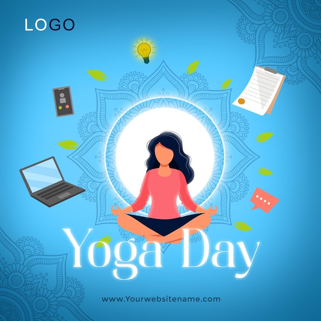 illustrateur de publication de la journée mondiale du yoga Modèle de publication sur les médias sociaux 2023