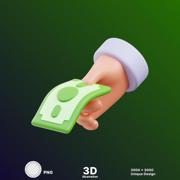 Illustration 3D de l'actif monétaire numérique en dollars pour la facture de paiement sur un fond transparent