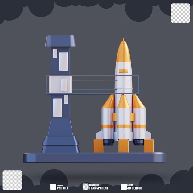 PSD illustration 3d de l'aéroport de fusée 4