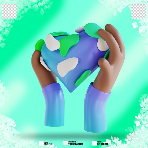 Illustration 3d Aime La Terre Et Les Mains 6