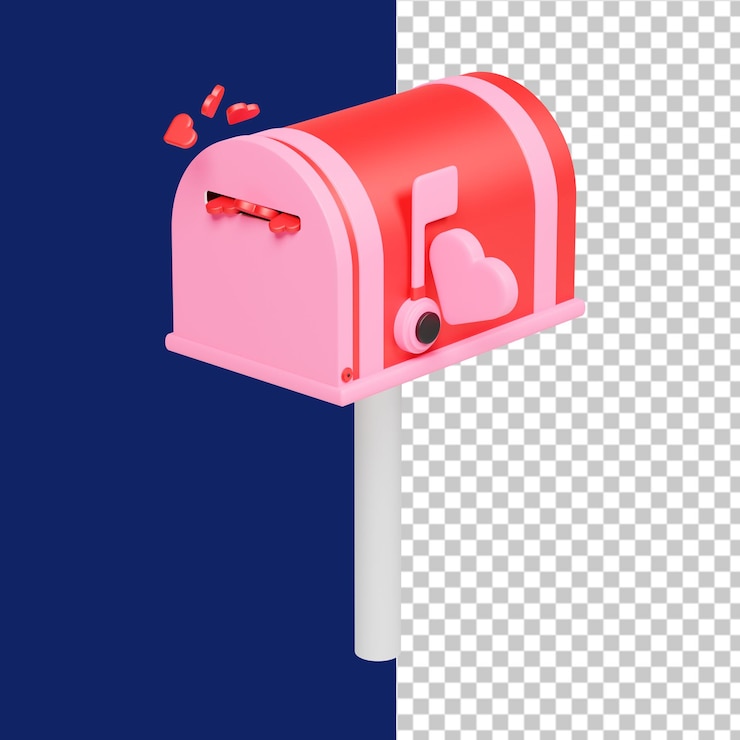 PSD illustration 3d de l'amour de la boîte aux lettres