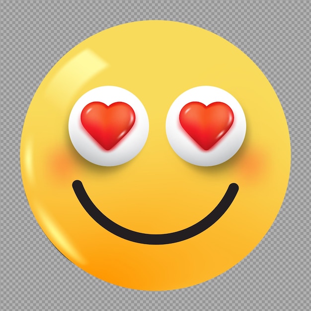 PSD illustration 3d de l'amour des cœurs dans les yeux emoji