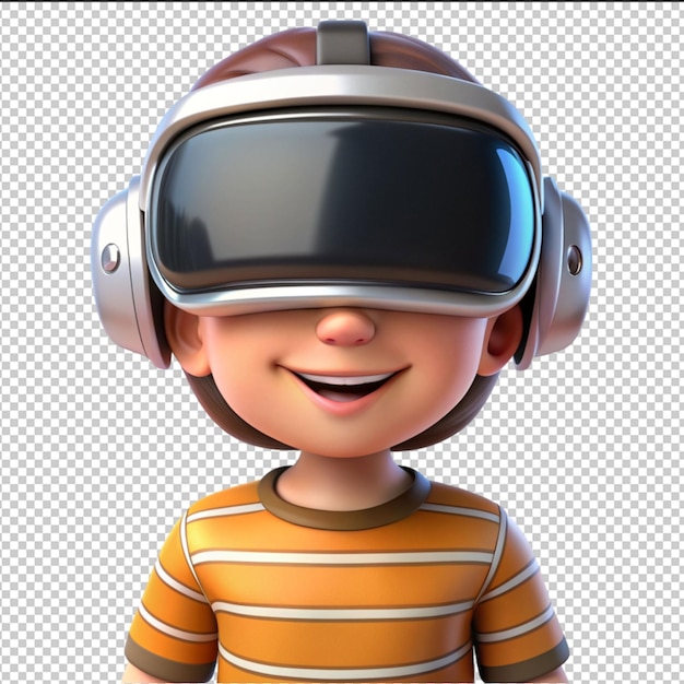 PSD une illustration 3d amusante d'un homme de dessin animé avec un casque vr