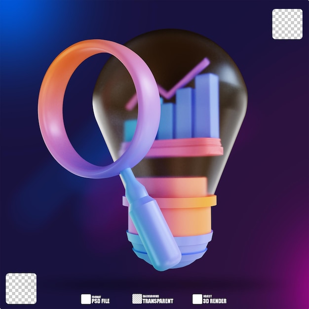 Illustration 3D analyse d'idées colorées 3