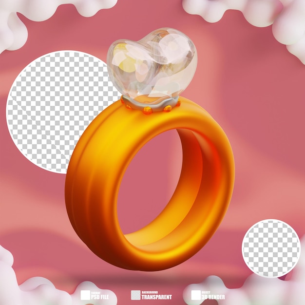 PSD illustration 3d des anneaux d'amour 2