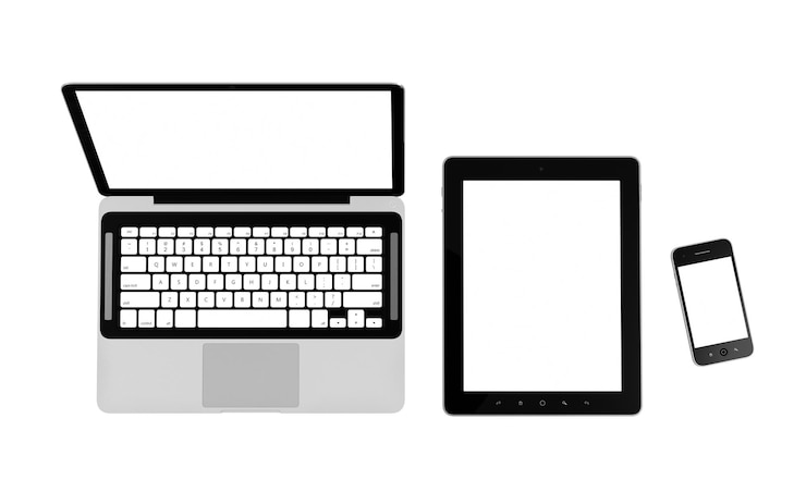 PSD illustration 3d d'appareils électroniques isolés sur fond transparent