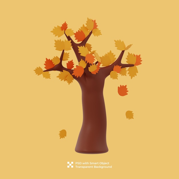 PSD illustration 3d d'un arbre à l'automne