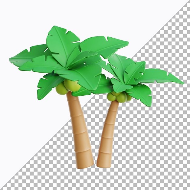 Illustration en 3D de l'arbre de coco