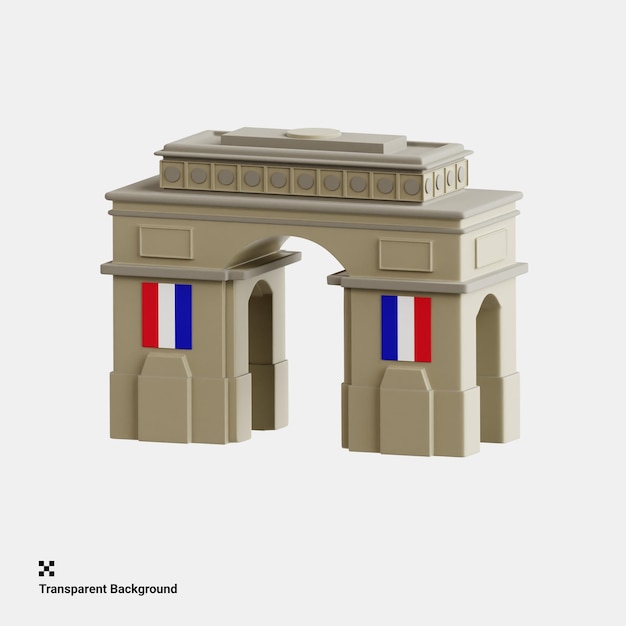 PSD illustration en 3d de l'arc de triomphe à paris