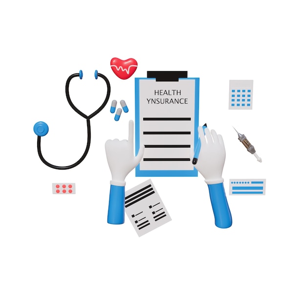 Illustration 3D de l'assurance médicale