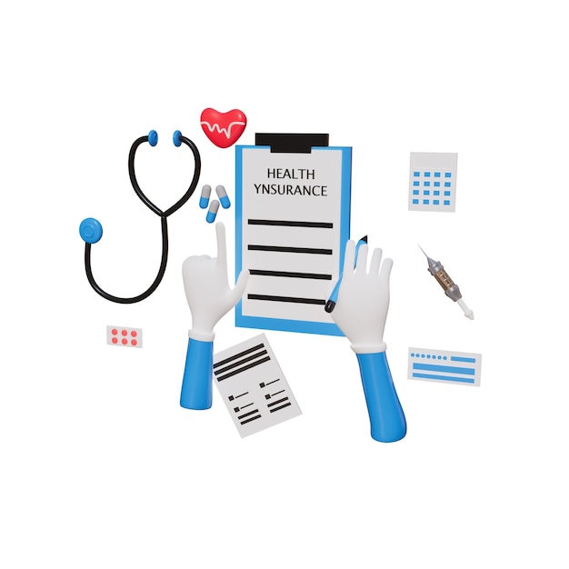 Illustration 3D de l'assurance médicale