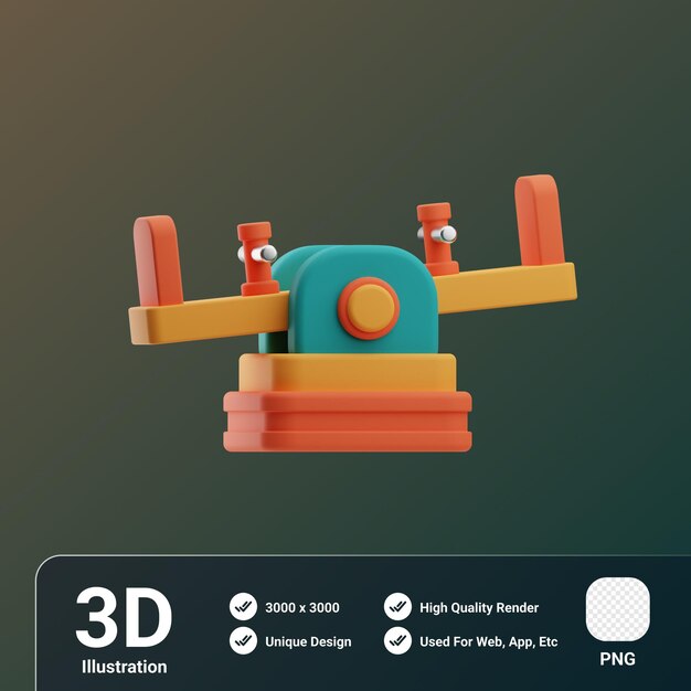 PSD illustration 3d de la balançoire d'objet de garderie