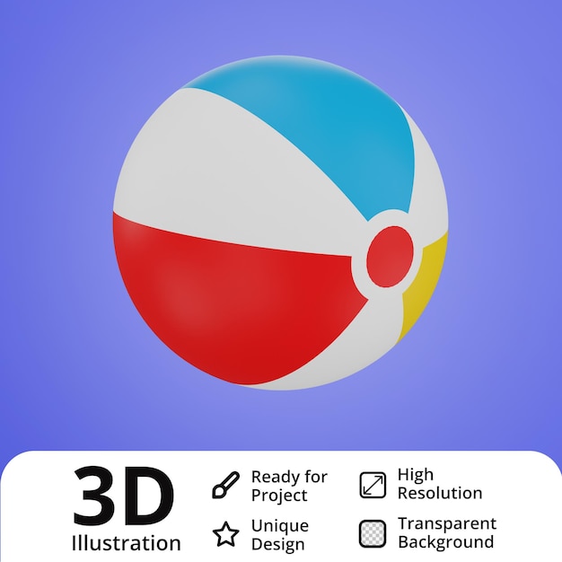 Illustration 3d de ballon de plage