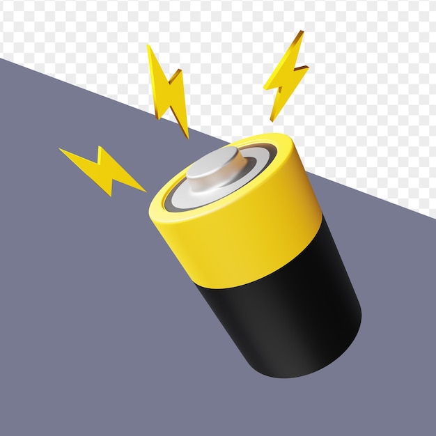 illustration 3d de batterie noir et jaune