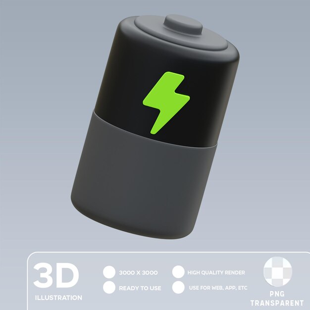 PSD illustration 3d des batteries psd