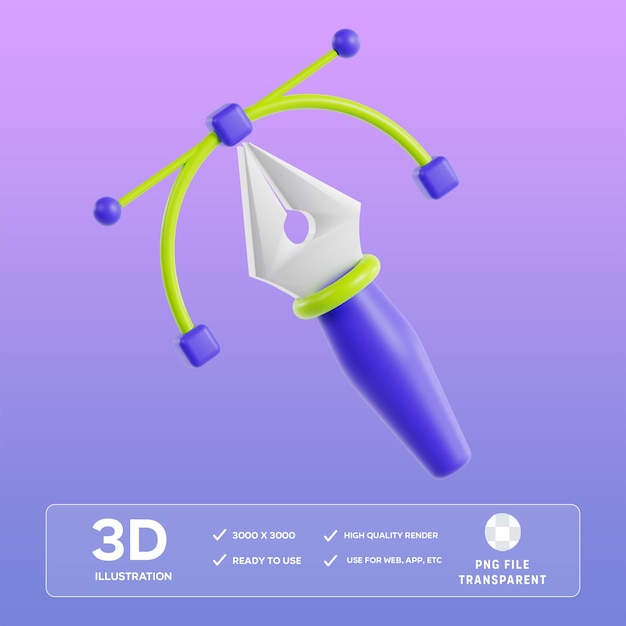 Illustration 3D de Bezier dans le format PSD