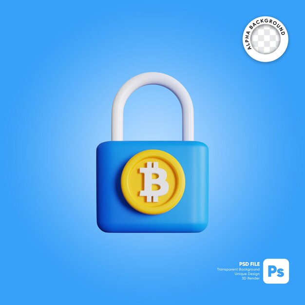 Illustration 3d bitcoin cryptée