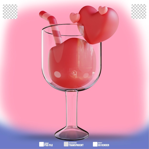 PSD illustration 3d boisson d'amour 3