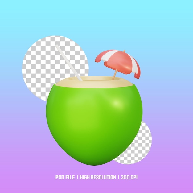 Illustration 3d de boisson à la noix de coco