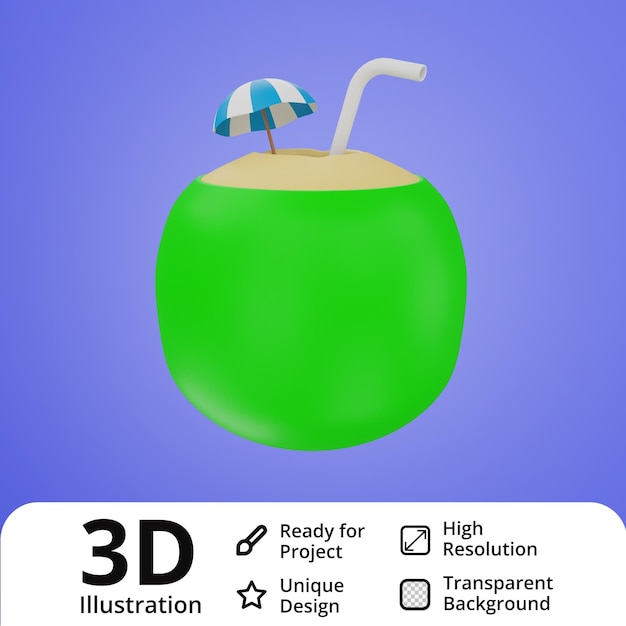 Illustration 3d De Boisson à La Noix De Coco