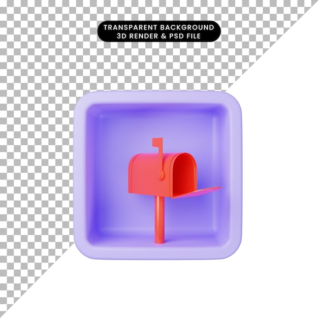 Illustration 3d De Boîte Aux Lettres D'icône Simple Sur Cube