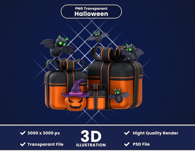 Illustration 3d De La Boîte à Cadeaux D'halloween