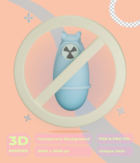 Illustration 3d D'une Bombe Nucléaire Avec Fond Transparent