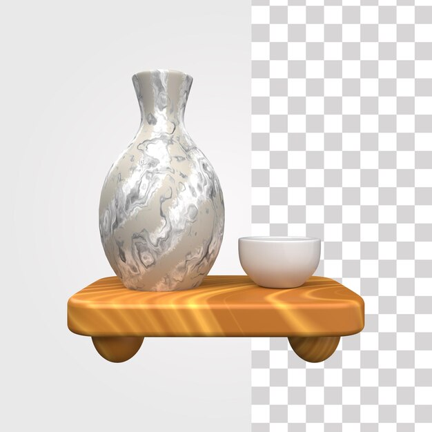 PSD illustration 3d de la bouilloire japonaise