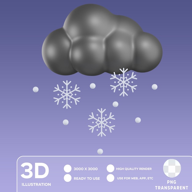 PSD illustration en 3d de la boule de neige nuageuse de psd