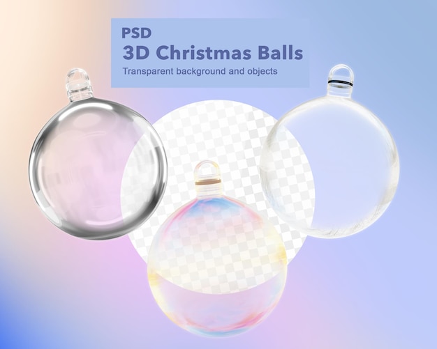 Illustration 3d Boules De Noël Transparentes