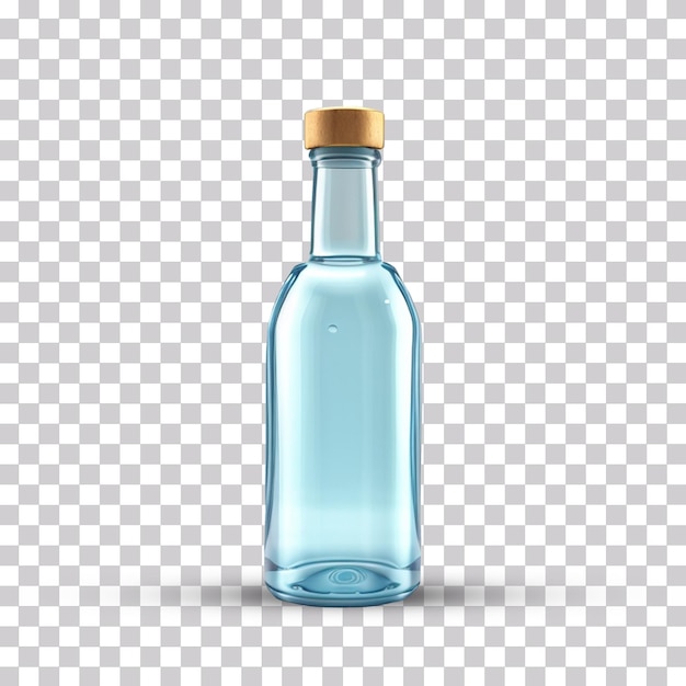 PSD illustration 3d d'une bouteille d'eau avec un bouchon en bois isolé sur un fond transparent