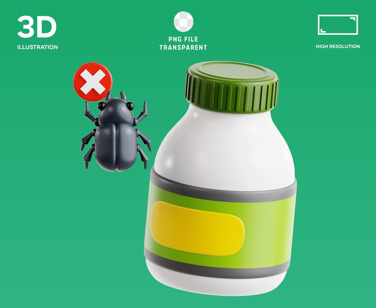 PSD illustration 3d de la bouteille d'insecticide psd